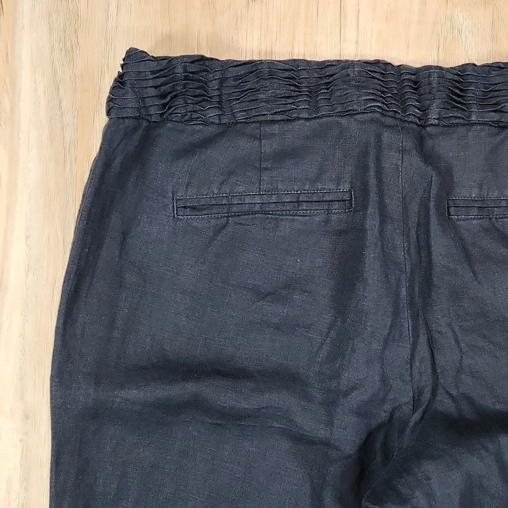 🔹️Banana Republic Dark Blue Martin Fit Cuffed Linen Pants Size 6